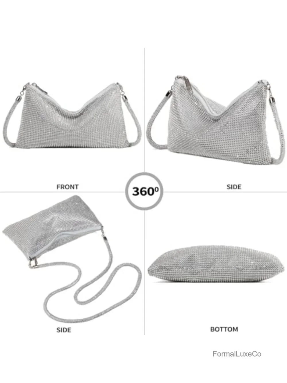 Rhinestone Crossbody Purse Clutch Sparkly Diamond Handbag Hobo Evening Bag